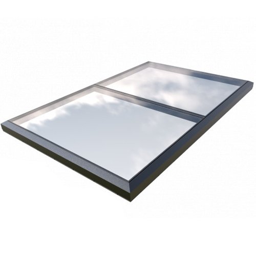 Flat linked glass skylight with slim aluminium frame