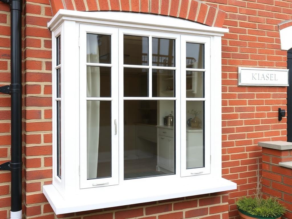 White uPVC sliding sash window on a period London terrace