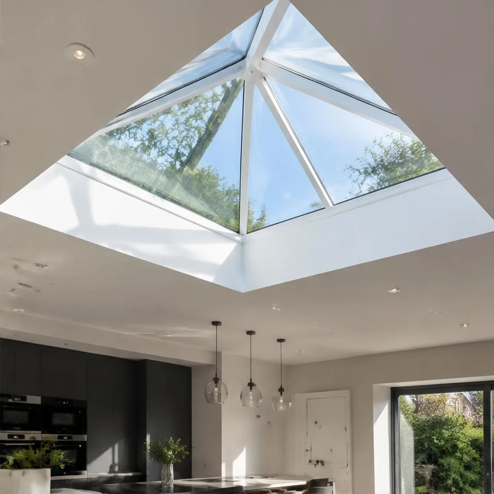 Pyramid skylights installed at an Edwardian semi-detached home in natural daylight