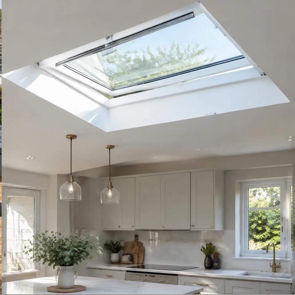 Opening skylights installed at an Edwardian semi-detached home in natural daylight