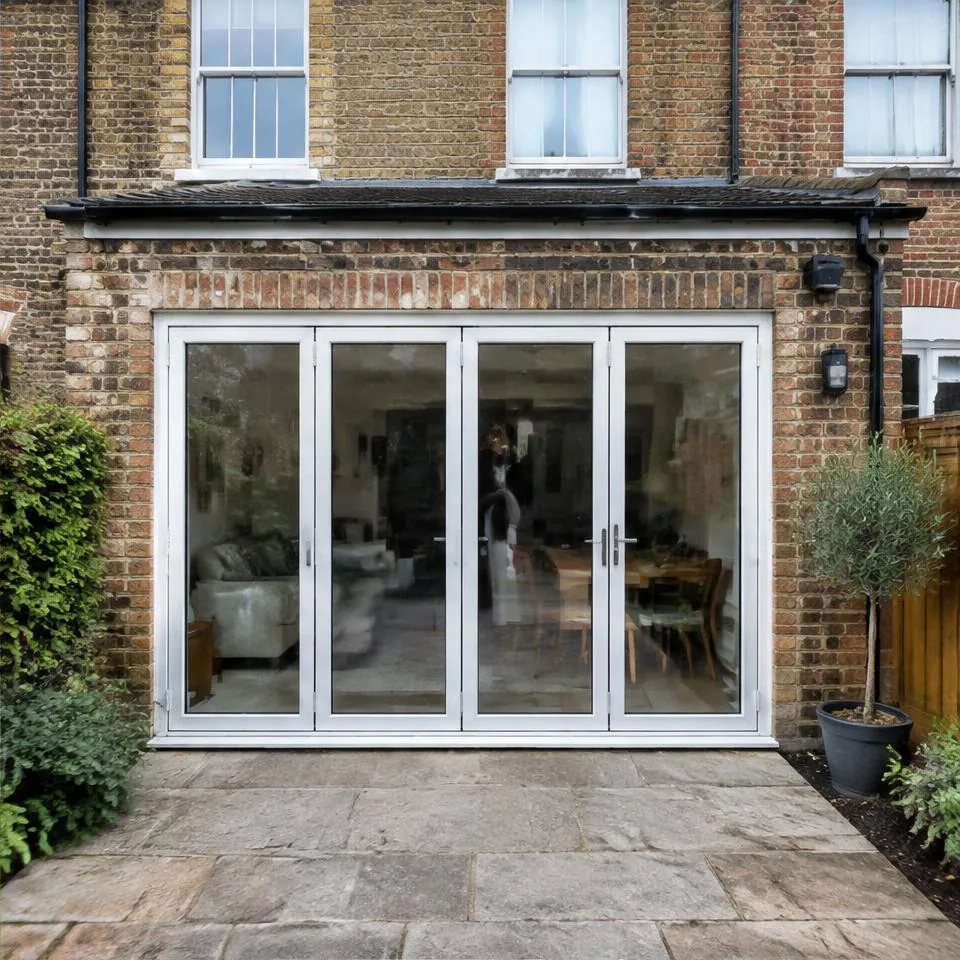 Bi-fold doors installed at an Edwardian semi-detached home in natural daylight