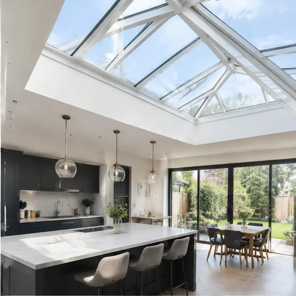 Roof lantern skylights installed at an Edwardian semi-detached home in natural daylight