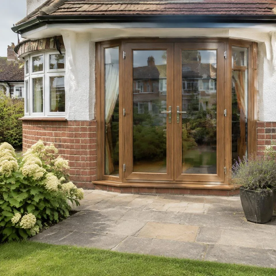 French doors installed at a 1930s semi-detached home in natural daylight