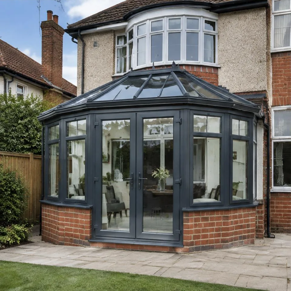 Victorian conservatories installed at a 1930s semi-detached home in natural daylight