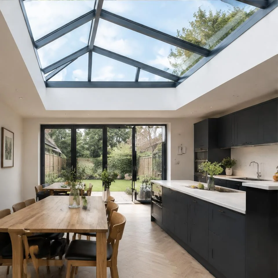 Roof lantern skylights installed at a 1930s semi-detached home in natural daylight