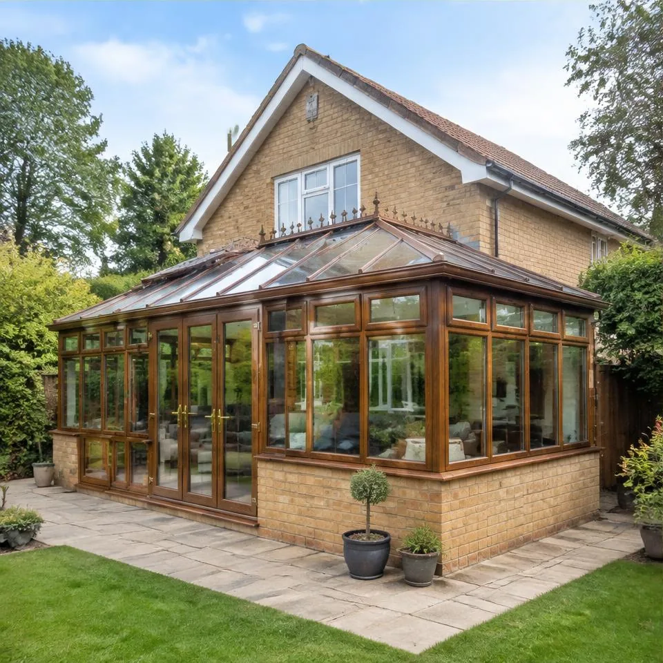Elizabethan conservatories installed at a 1930s semi-detached home in natural daylight