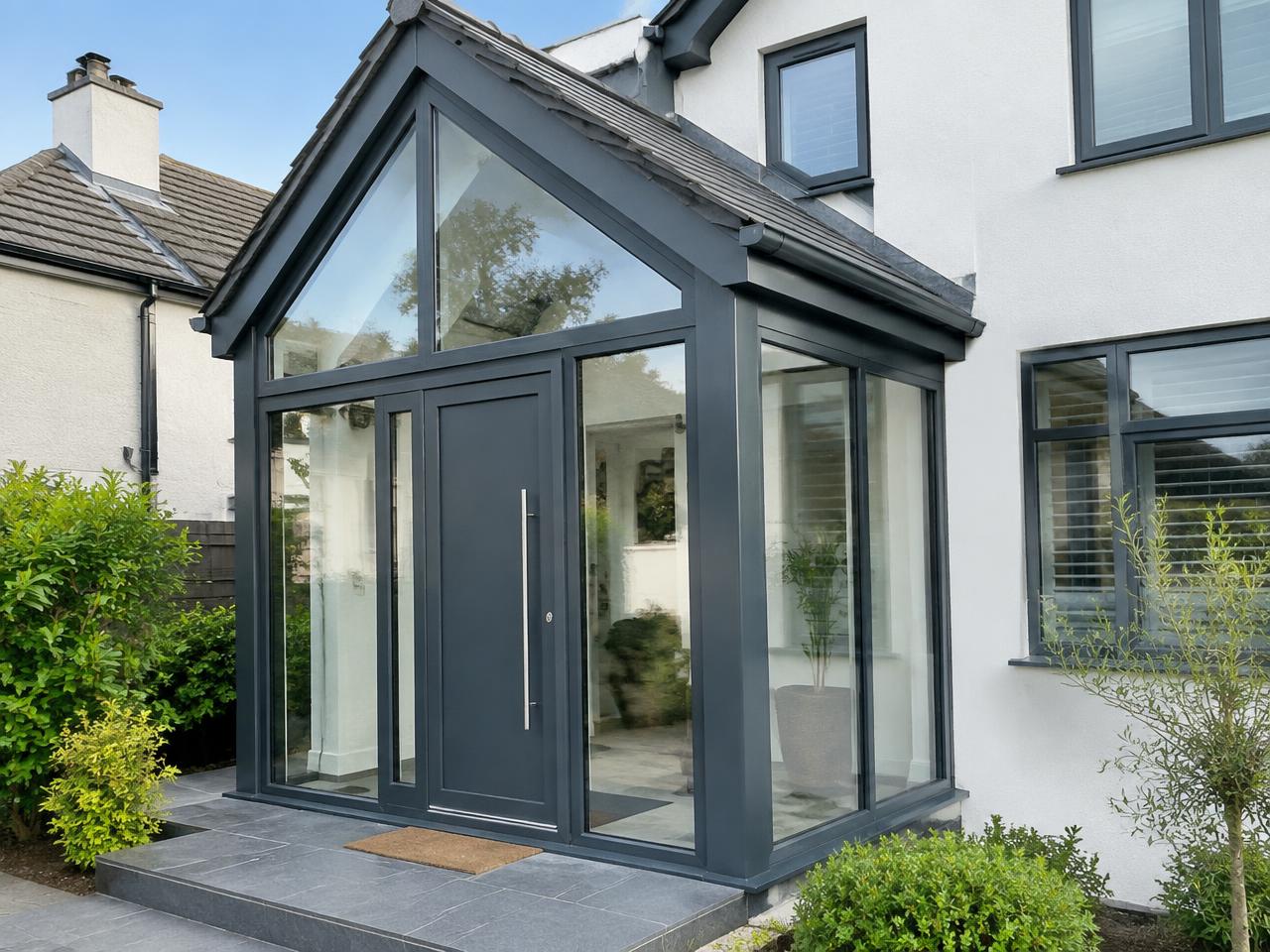 Bespoke porches viewed from outside